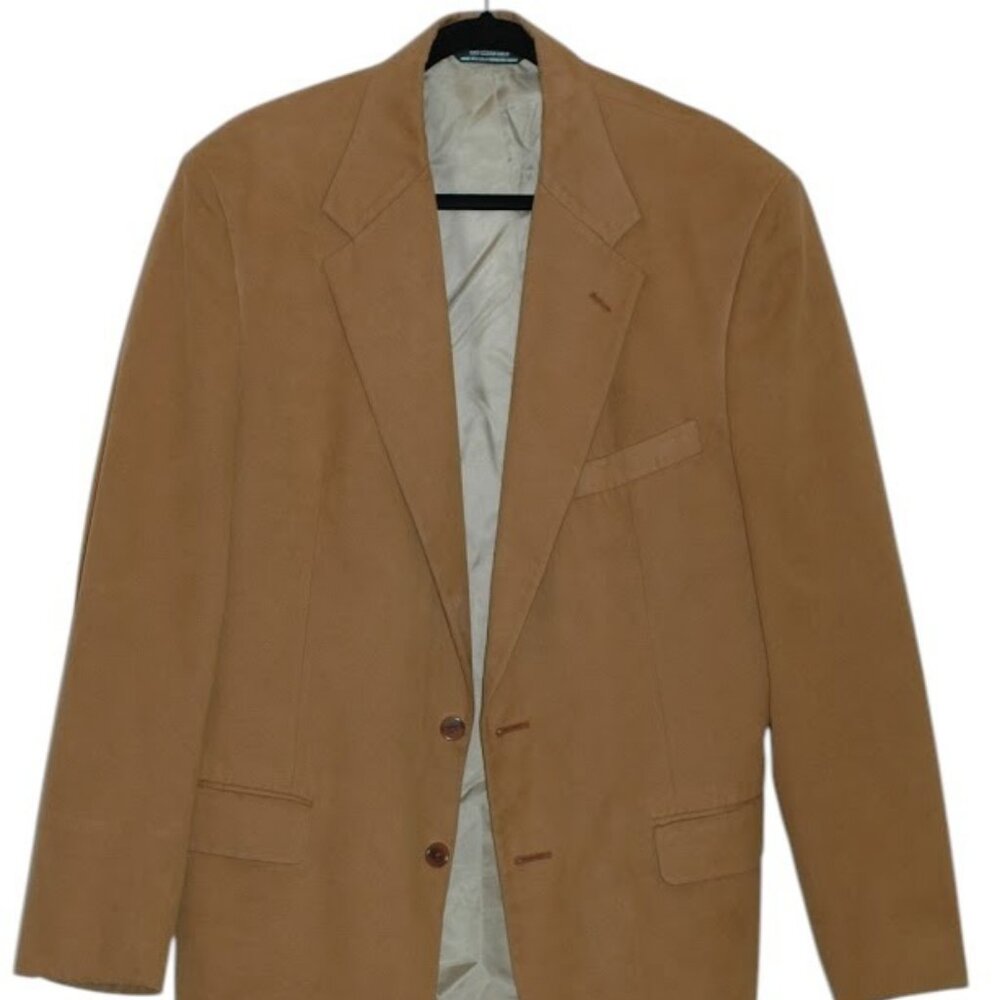 Vintage John Alexander Hartmax Mens Suede Camel Brown Blazer Suit Coat Jacket